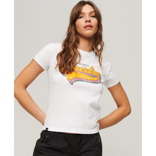Superdry Γυναικεία κοντομάνικη μπλούζα Vintage Rainbow T-Shirt